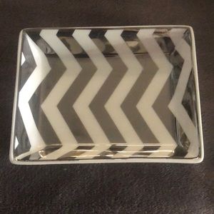 J. Crew Silver & White Trinket/Jewelry Dish